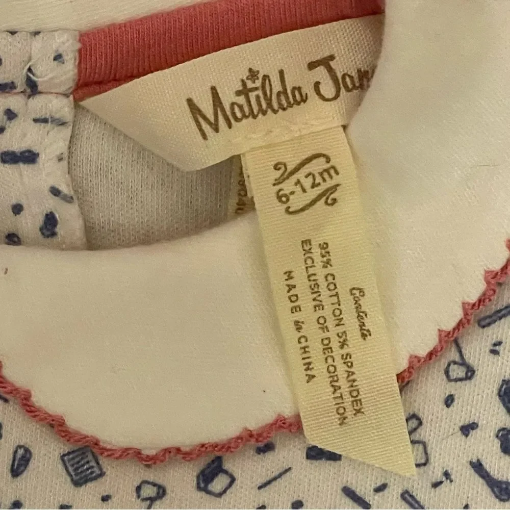 Matilda Jane When I Grow Up One Piece Bodysuit Coral Blue White Size 6-12 Months